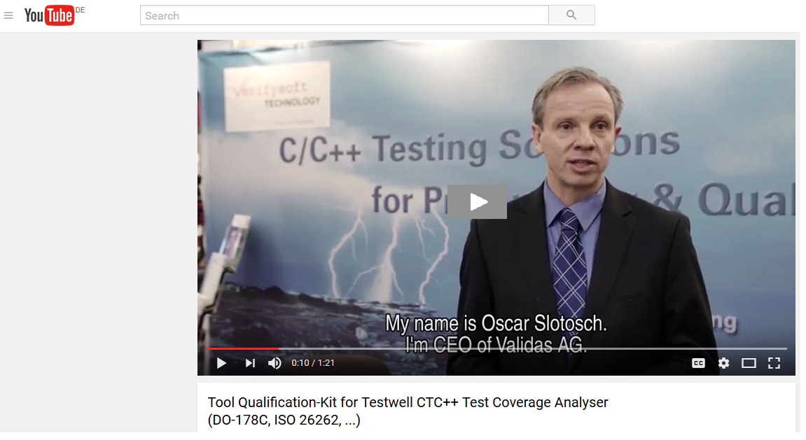 Tool Qualification Kit für Testwell CTC++