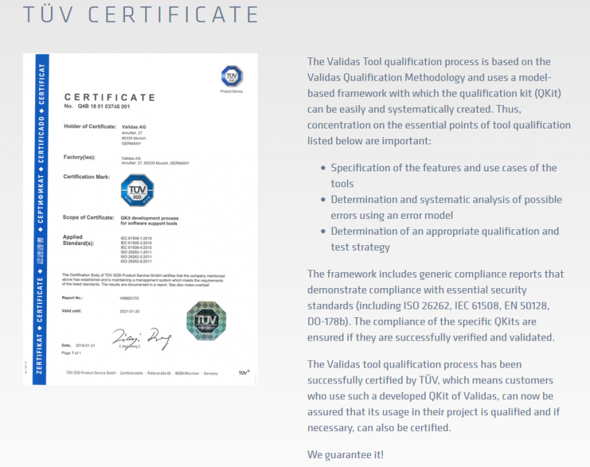 TÜV Certificate